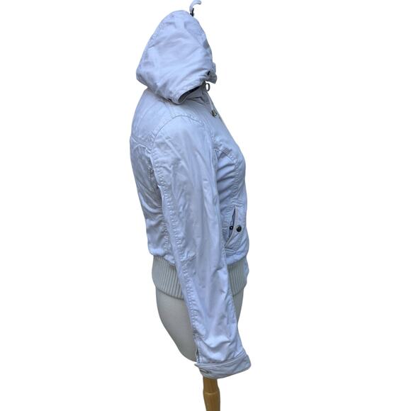 VTG Y2K Abercrombie and Fitch Coat Jacket Sz Sm White Faux Fur Lined Chunky - Picture 5 of 15